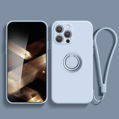 Funda Silicona Carcasa Ultrafina Goma con Magnetico Anillo de dedo Soporte YK1 para Apple iPhone 13 Pro Azul Claro