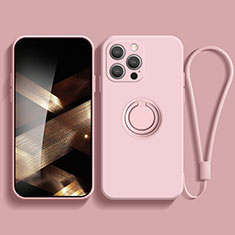 Funda Silicona Carcasa Ultrafina Goma con Magnetico Anillo de dedo Soporte YK1 para Apple iPhone 14 Pro Rosa