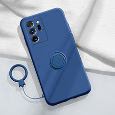 Funda Silicona Carcasa Ultrafina Goma con Magnetico Anillo de dedo Soporte YK1 para Samsung Galaxy Note 20 Ultra 5G Azul