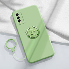 Funda Silicona Carcasa Ultrafina Goma con Magnetico Anillo de dedo Soporte YK1 para Vivo Y20 Verde