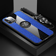 Funda Silicona Carcasa Ultrafina Goma con Magnetico Anillo de dedo Soporte Z01 para Apple iPhone 13 Pro Azul