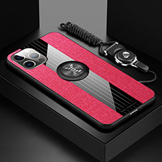Funda Silicona Carcasa Ultrafina Goma con Magnetico Anillo de dedo Soporte Z01 para Apple iPhone 13 Pro Rojo