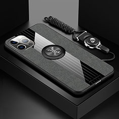 Funda Silicona Carcasa Ultrafina Goma con Magnetico Anillo de dedo Soporte Z01 para Apple iPhone 14 Pro Gris