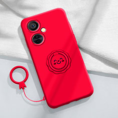 Funda Silicona Carcasa Ultrafina Goma con Magnetico Anillo de dedo Soporte Z01 para OnePlus Nord CE 3 5G Rojo