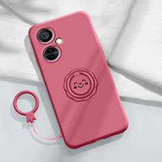 Funda Silicona Carcasa Ultrafina Goma con Magnetico Anillo de dedo Soporte Z01 para OnePlus Nord CE 3 5G Rosa Roja