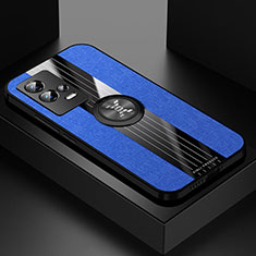 Funda Silicona Carcasa Ultrafina Goma con Magnetico Anillo de dedo Soporte Z01 para Vivo iQOO 8 Pro 5G Azul