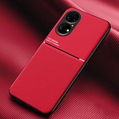 Funda Silicona Carcasa Ultrafina Goma con Magnetico para Huawei P50e Rojo