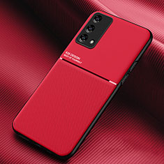 Funda Silicona Carcasa Ultrafina Goma con Magnetico para Oppo A74 4G Rojo