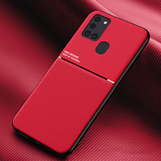 Funda Silicona Carcasa Ultrafina Goma con Magnetico para Samsung Galaxy A21s Rojo