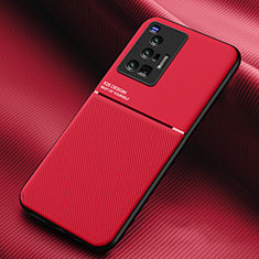 Funda Silicona Carcasa Ultrafina Goma con Magnetico para Vivo X70 Pro 5G Rojo