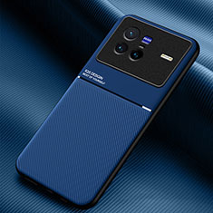 Funda Silicona Carcasa Ultrafina Goma con Magnetico para Vivo X80 5G Azul