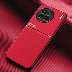 Funda Silicona Carcasa Ultrafina Goma con Magnetico para Vivo X90 5G Rojo