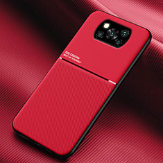 Funda Silicona Carcasa Ultrafina Goma con Magnetico para Xiaomi Poco X3 NFC Rojo