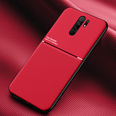 Funda Silicona Carcasa Ultrafina Goma con Magnetico para Xiaomi Redmi 9 Prime India Rojo
