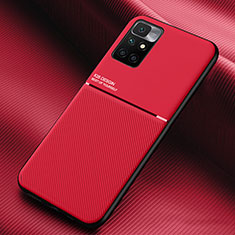 Funda Silicona Carcasa Ultrafina Goma con Magnetico para Xiaomi Redmi Note 11 4G (2021) Rojo