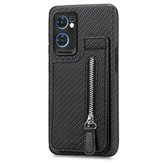 Funda Silicona Carcasa Ultrafina Goma con Magnetico S01D para Oppo Reno7 5G Negro