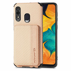 Funda Silicona Carcasa Ultrafina Goma con Magnetico S01D para Samsung Galaxy A30 Oro