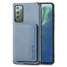 Funda Silicona Carcasa Ultrafina Goma con Magnetico S01D para Samsung Galaxy Note 20 5G Azul