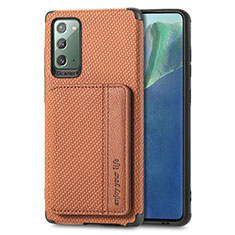 Funda Silicona Carcasa Ultrafina Goma con Magnetico S01D para Samsung Galaxy Note 20 5G Marron