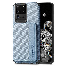 Funda Silicona Carcasa Ultrafina Goma con Magnetico S01D para Samsung Galaxy S20 Ultra 5G Azul