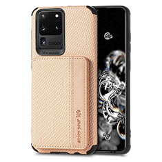 Funda Silicona Carcasa Ultrafina Goma con Magnetico S01D para Samsung Galaxy S20 Ultra 5G Oro