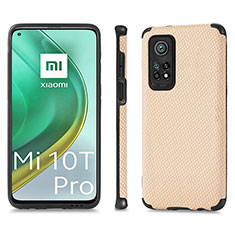 Funda Silicona Carcasa Ultrafina Goma con Magnetico S01D para Xiaomi Mi 10T Pro 5G Oro