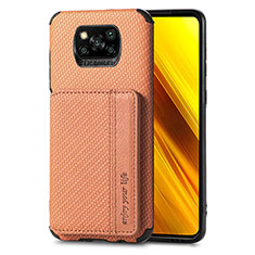 Funda Silicona Carcasa Ultrafina Goma con Magnetico S01D para Xiaomi Poco X3 NFC Marron