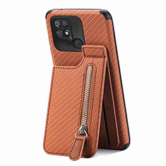 Funda Silicona Carcasa Ultrafina Goma con Magnetico S01D para Xiaomi Redmi 10C 4G Marron