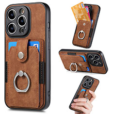 Funda Silicona Carcasa Ultrafina Goma con Magnetico S02D para Apple iPhone 13 Pro Max Marron