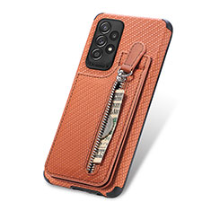 Funda Silicona Carcasa Ultrafina Goma con Magnetico S02D para Samsung Galaxy A52 5G Marron