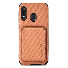 Funda Silicona Carcasa Ultrafina Goma con Magnetico S02D para Samsung Galaxy M10S Marron