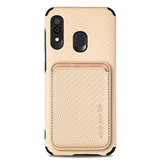 Funda Silicona Carcasa Ultrafina Goma con Magnetico S02D para Samsung Galaxy M10S Oro