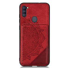 Funda Silicona Carcasa Ultrafina Goma con Magnetico S02D para Samsung Galaxy M11 Rojo