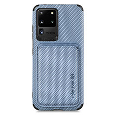 Funda Silicona Carcasa Ultrafina Goma con Magnetico S02D para Samsung Galaxy S20 Ultra Azul