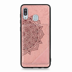 Funda Silicona Carcasa Ultrafina Goma con Magnetico S03D para Samsung Galaxy A20 Oro Rosa