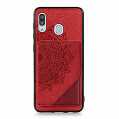 Funda Silicona Carcasa Ultrafina Goma con Magnetico S03D para Samsung Galaxy A20 Rojo