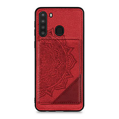 Funda Silicona Carcasa Ultrafina Goma con Magnetico S03D para Samsung Galaxy A21 Rojo