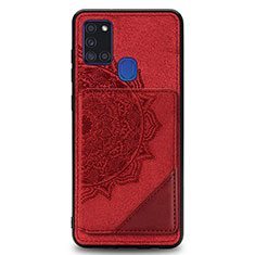 Funda Silicona Carcasa Ultrafina Goma con Magnetico S03D para Samsung Galaxy A21s Rojo