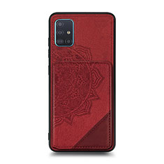 Funda Silicona Carcasa Ultrafina Goma con Magnetico S03D para Samsung Galaxy A51 4G Rojo