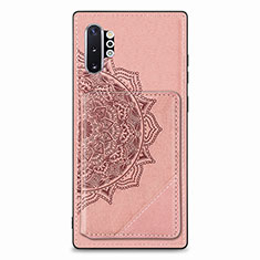 Funda Silicona Carcasa Ultrafina Goma con Magnetico S03D para Samsung Galaxy Note 10 Plus 5G Oro Rosa