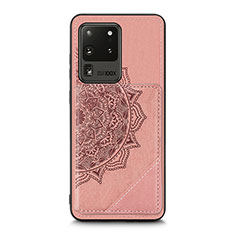 Funda Silicona Carcasa Ultrafina Goma con Magnetico S03D para Samsung Galaxy S20 Ultra Oro Rosa