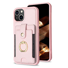 Funda Silicona Carcasa Ultrafina Goma con Magnetico S04D para Apple iPhone 15 Oro Rosa