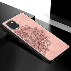 Funda Silicona Carcasa Ultrafina Goma con Magnetico S04D para Samsung Galaxy A81 Oro Rosa
