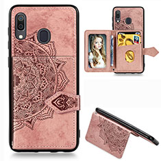 Funda Silicona Carcasa Ultrafina Goma con Magnetico S04D para Samsung Galaxy M10S Oro Rosa