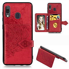 Funda Silicona Carcasa Ultrafina Goma con Magnetico S04D para Samsung Galaxy M10S Rojo