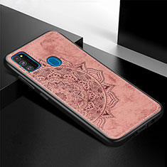 Funda Silicona Carcasa Ultrafina Goma con Magnetico S04D para Samsung Galaxy M21 Oro Rosa