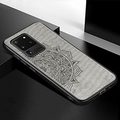 Funda Silicona Carcasa Ultrafina Goma con Magnetico S04D para Samsung Galaxy S20 Ultra 5G Gris