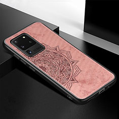 Funda Silicona Carcasa Ultrafina Goma con Magnetico S04D para Samsung Galaxy S20 Ultra 5G Oro Rosa