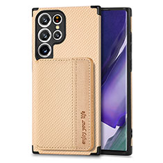 Funda Silicona Carcasa Ultrafina Goma con Magnetico S04D para Samsung Galaxy S22 Ultra 5G Oro