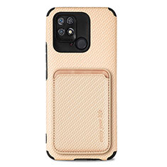 Funda Silicona Carcasa Ultrafina Goma con Magnetico S04D para Xiaomi Redmi 10 India Oro